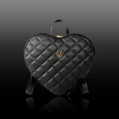 Vg black heart quilted backpack