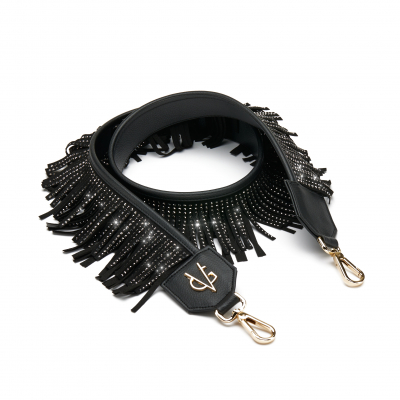 VG CRYSTAL CHARLESTON- black shoulder strap and crystal fringes