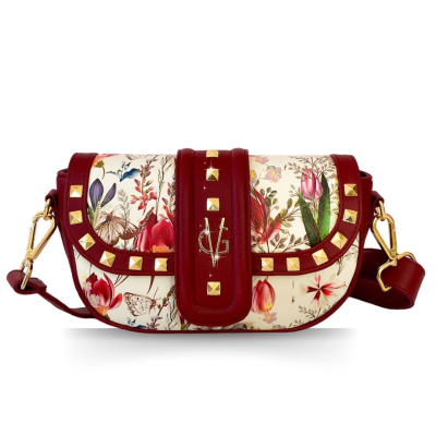 VG Winter Flowers - borsa a tracolla piccola bordeaux