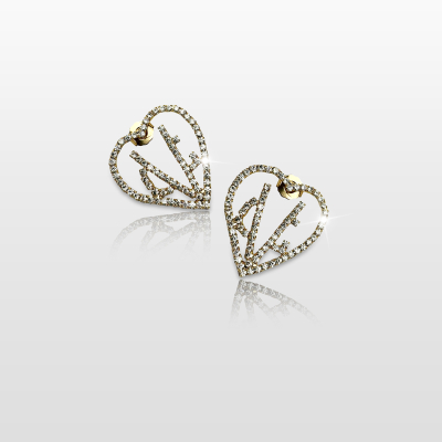 VG - LOVELY coppia orecchini cuore logo VG cristalli crystal