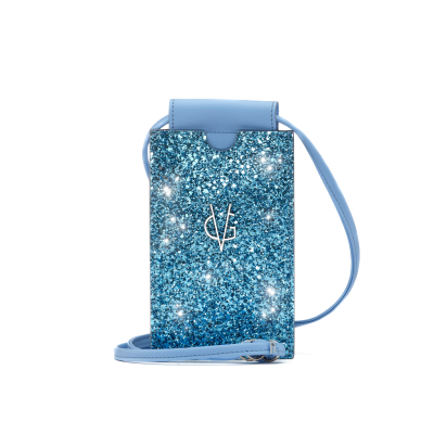 VG Portacellulare celeste & glitter nuvola con tracolla