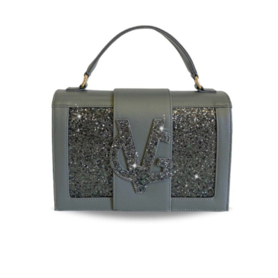 VG borsa a mano piccola grigia & glitter grigio