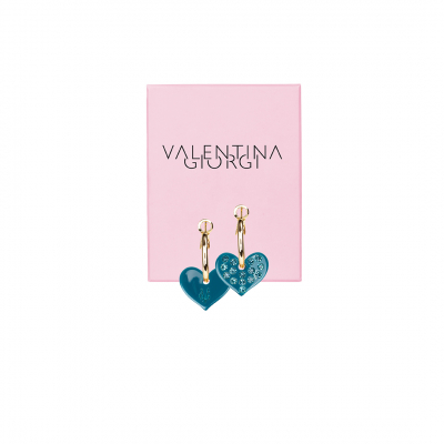 ❤️   VG Love-her! Hoop earrings with small teal heart