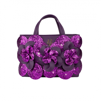 VG purple & purple glitter Camelia small bag