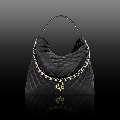 VG  Shopper bag trapuntata nera & borchie