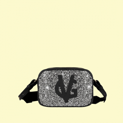 VG black shoulder small bag & grey glitter