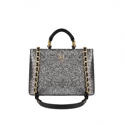 VG borsa a mano nera \u0026 glitter nero | Valentina Giorgi