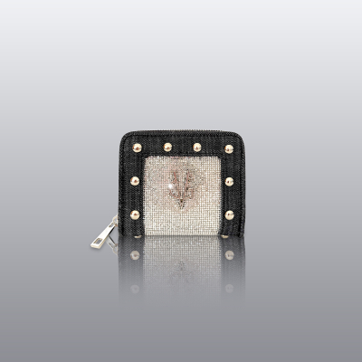 VG Crystal Rock - Portafoglio quadrato denim black borchie & cristalli