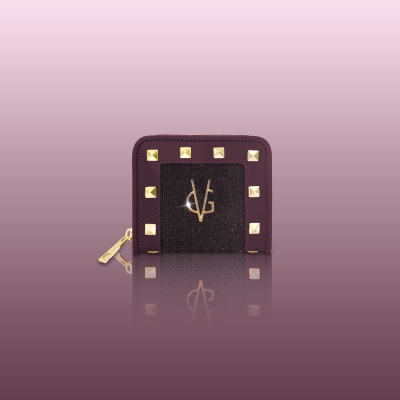 Wonderful Christmas -  Portafoglio quadrato burgundi, borchie & cristalli