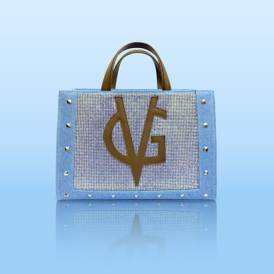 VG Riviera Shine - Borsa grande jeans borchie & cristalli