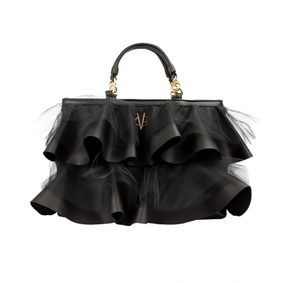 VG Black bag with black rouches & tulle