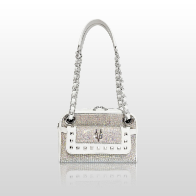 VG VALENTINE BONHEUR PICCOLA - Borsa a spalla bianca & cristalli boreali
