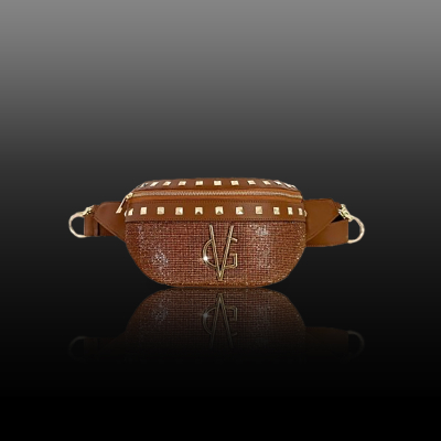 VG Marsupio trapuntato cuoio, borchie & cristalli