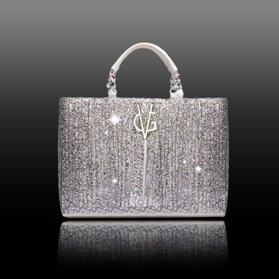 VG10 Borsa bianca frange glitter argento