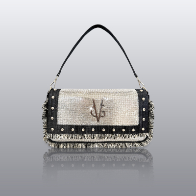 VG Crystal Rock - Baguette denim black borchie & cristalli